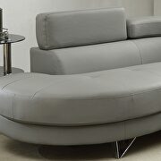Gray faux leather sectional sofa 2pc set with flip up headrest by La Spezia additional picture 3