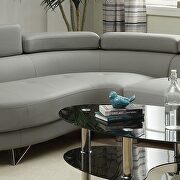 Gray faux leather sectional sofa 2pc set with flip up headrest by La Spezia additional picture 4