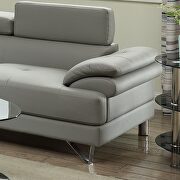 Gray faux leather sectional sofa 2pc set with flip up headrest by La Spezia additional picture 7