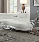White faux leather sectional sofa 2pc set with flip up headrest by La Spezia additional picture 2