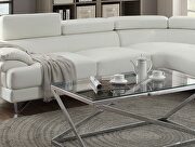 White faux leather sectional sofa 2pc set with flip up headrest by La Spezia additional picture 7