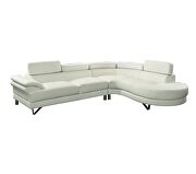 White faux leather sectional sofa 2pc set with flip up headrest by La Spezia additional picture 8