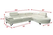 White faux leather sectional sofa 2pc set with flip up headrest by La Spezia additional picture 9