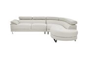 White faux leather sectional sofa 2pc set with flip up headrest by La Spezia additional picture 10