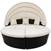 Beige outdoor rattan daybed sunbed with retractable canopy wicker furniture, round outdoor sectional sofa set by La Spezia additional picture 16