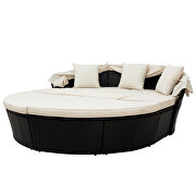 Beige outdoor rattan daybed sunbed with retractable canopy wicker furniture, round outdoor sectional sofa set by La Spezia additional picture 9