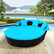 Blue outdoor rattan daybed sunbed with retractable canopy wicker furniture, round outdoor sectional sofa set by La Spezia additional picture 11