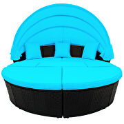 Blue outdoor rattan daybed sunbed with retractable canopy wicker furniture, round outdoor sectional sofa set by La Spezia additional picture 14