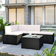 5-piece patio rattan pe wicker furniture corner sofa set by La Spezia additional picture 15