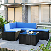 5-piece patio rattan pe wicker furniture corner sofa set by La Spezia additional picture 9