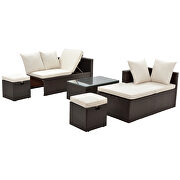 5-piece pe rattan wicker sectional lounger sofa set with glass table and adjustable chair by La Spezia additional picture 17