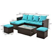 5-piece patio furniture pe rattan wicker sectional lounger sofa set with glass table and adjustable chair additional photo 2 of 19