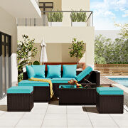 5-piece patio furniture pe rattan wicker sectional lounger sofa set with glass table and adjustable chair by La Spezia additional picture 18