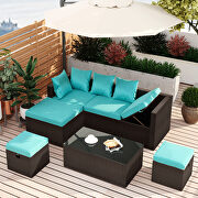 5-piece patio furniture pe rattan wicker sectional lounger sofa set with glass table and adjustable chair by La Spezia additional picture 20