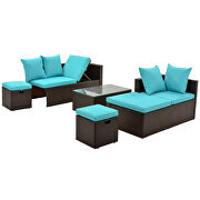 5-piece patio furniture pe rattan wicker sectional lounger sofa set with glass table and adjustable chair additional photo 3 of 19