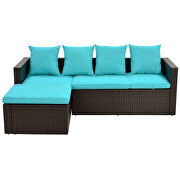 5-piece patio furniture pe rattan wicker sectional lounger sofa set with glass table and adjustable chair additional photo 5 of 19