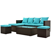 5-piece patio furniture pe rattan wicker sectional lounger sofa set with glass table and adjustable chair by La Spezia additional picture 6