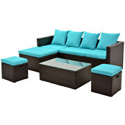 5-piece patio furniture pe rattan wicker sectional lounger sofa set with glass table and adjustable chair by La Spezia additional picture 9