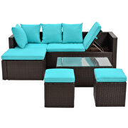 5-piece patio furniture pe rattan wicker sectional lounger sofa set with glass table and adjustable chair by La Spezia additional picture 10