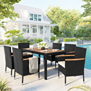 7-piece outdoor patio dining set, garden pe rattan wicker dining table and chairs set additional photo 3 of 19