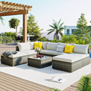 8-pieces outdoor patio furniture sets single sofa combinable beige cushions gray wicker by La Spezia additional picture 2