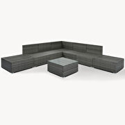 8-pieces outdoor patio furniture sets single sofa combinable beige cushions gray wicker by La Spezia additional picture 3