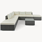 8-pieces outdoor patio furniture sets single sofa combinable beige cushions gray wicker by La Spezia additional picture 4