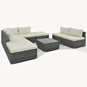 8-pieces outdoor patio furniture sets single sofa combinable beige cushions gray wicker by La Spezia additional picture 5
