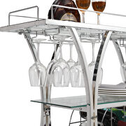 Chrome bar cart with wine rack silver modern glass metal frame wine storage by La Spezia additional picture 2