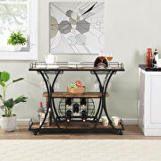 Black industrial bar cart with wheels and 3 tier storage shelves by La Spezia additional picture 2
