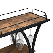 Black industrial bar cart with wheels and 3 tier storage shelves by La Spezia additional picture 5