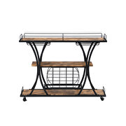 Black industrial bar cart with wheels and 3 tier storage shelves by La Spezia additional picture 6