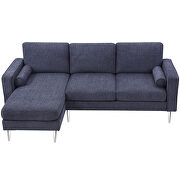 Blue/ gray chenille fabric convertible sectional sofa with reversible chaise by La Spezia additional picture 4