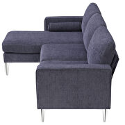 Blue/ gray chenille fabric convertible sectional sofa with reversible chaise by La Spezia additional picture 6