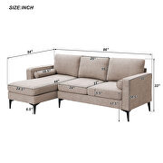 Camel chenille fabric convertible sectional sofa with reversible chaise by La Spezia additional picture 9