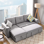 Gray fabric reversible pull out sleeper l-shaped sectional storage sofa bed by La Spezia additional picture 12