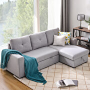 Gray fabric reversible pull out sleeper l-shaped sectional storage sofa bed by La Spezia additional picture 13