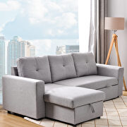 Gray fabric reversible pull out sleeper l-shaped sectional storage sofa bed by La Spezia additional picture 15
