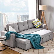 Gray fabric reversible pull out sleeper l-shaped sectional storage sofa bed by La Spezia additional picture 18