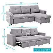 Gray fabric reversible pull out sleeper l-shaped sectional storage sofa bed by La Spezia additional picture 20