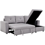 Gray fabric reversible pull out sleeper l-shaped sectional storage sofa bed additional photo 3 of 19