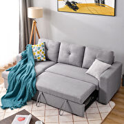 Gray fabric reversible pull out sleeper l-shaped sectional storage sofa bed by La Spezia additional picture 8