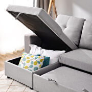 Gray fabric reversible pull out sleeper l-shaped sectional storage sofa bed by La Spezia additional picture 9