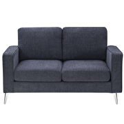Blue/ gray chenille upholstery 3-piece sofa sets with sturdy metal legs including 3-seat sofa, loveseat and single chair by La Spezia additional picture 2
