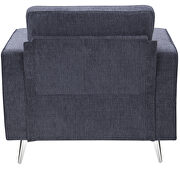 Blue/ gray chenille upholstery 3-piece sofa sets with sturdy metal legs including 3-seat sofa, loveseat and single chair by La Spezia additional picture 14