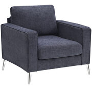 Blue/ gray chenille upholstery 3-piece sofa sets with sturdy metal legs including 3-seat sofa, loveseat and single chair by La Spezia additional picture 5