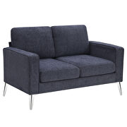 Blue/ gray chenille upholstery 3-piece sofa sets with sturdy metal legs including 3-seat sofa, loveseat and single chair by La Spezia additional picture 7