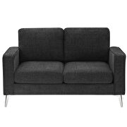 Dark gray chenille upholstery 3-piece sofa sets with sturdy metal legs including 3-seat sofa, loveseat and single chair by La Spezia additional picture 3