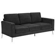 Dark gray chenille upholstery 3-piece sofa sets with sturdy metal legs including 3-seat sofa, loveseat and single chair by La Spezia additional picture 4