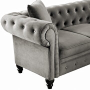 Deep button tufted gray velvet upholstered classic chesterfield l shaped sectional sofa additional photo 3 of 12